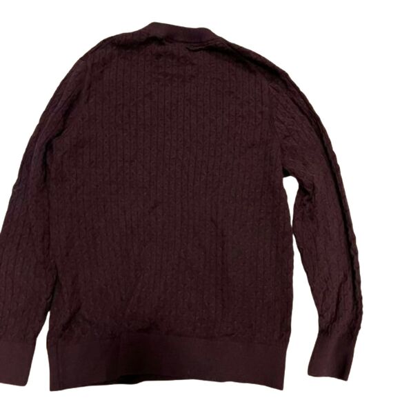 Karl Lagerfeld Paris Mens Cotton Burgundy Knit Crewneck Size L - Picture 3 of 4